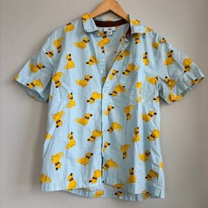 Disney Pixar Up Movie Mens Size Medium Doug Dog Button Up Disney Parks World